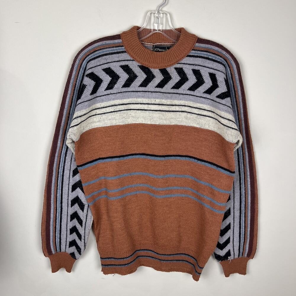 Vintage Men's JCPenney Medium Crew‎ Neck Sweater Aztec 70s Coogi style